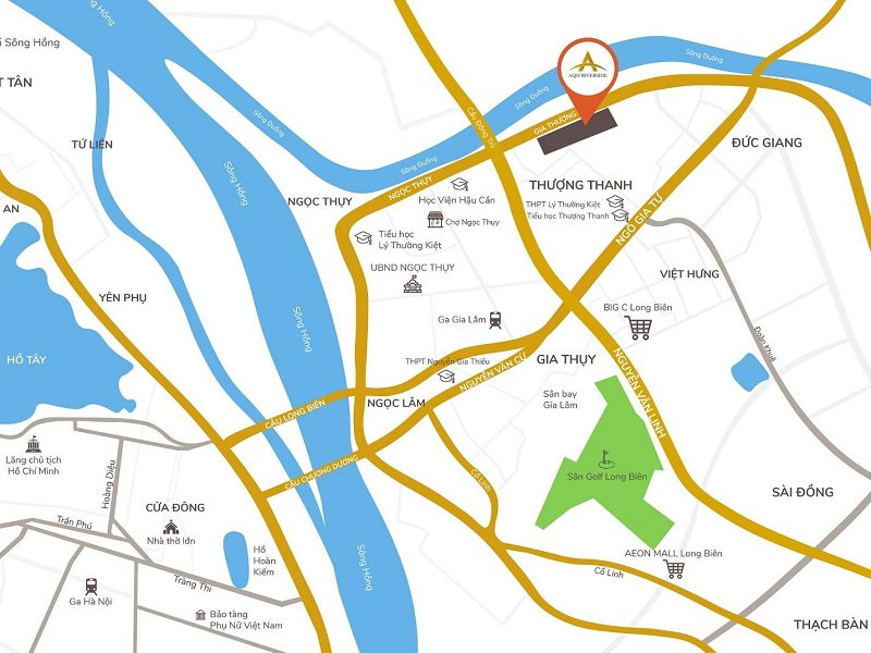 vị trí chung cư AQH Riverside tọa lạc tại Thượng Thanh